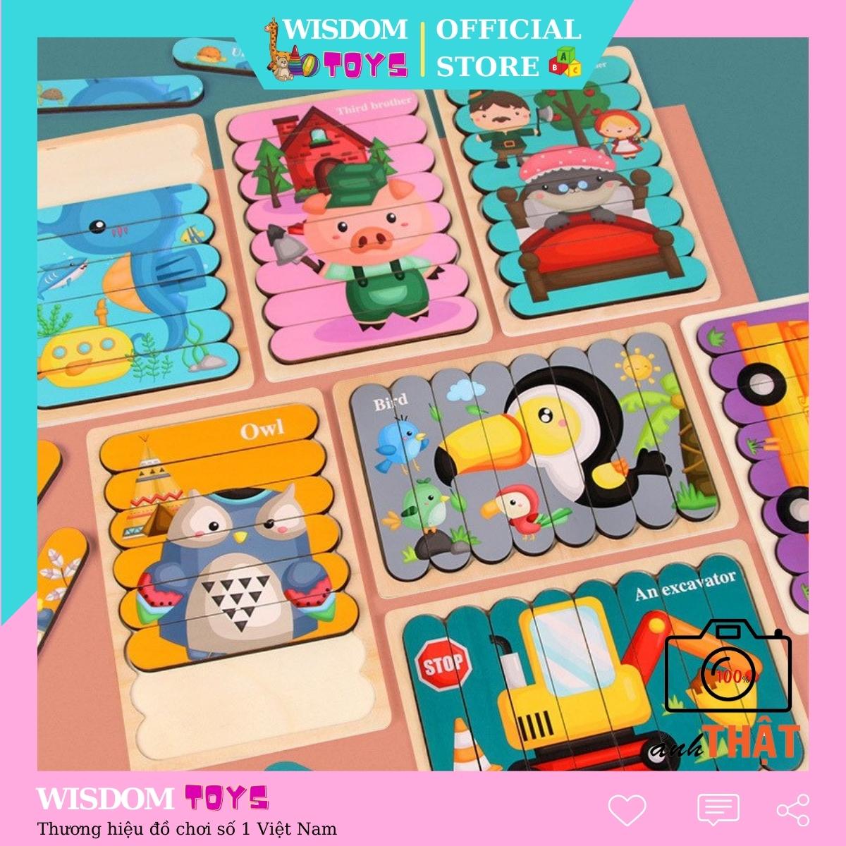 Đồ Chơi Gỗ WISDOMTOYS Tranh Xếp Hình Thẻ 2 Mặt 3D Bằng Gỗ Nhiều Mẫu Cho Bé Chọn, Đồ Chơi Ghép Hình Gỗ Nổi Montessori - WDGO25