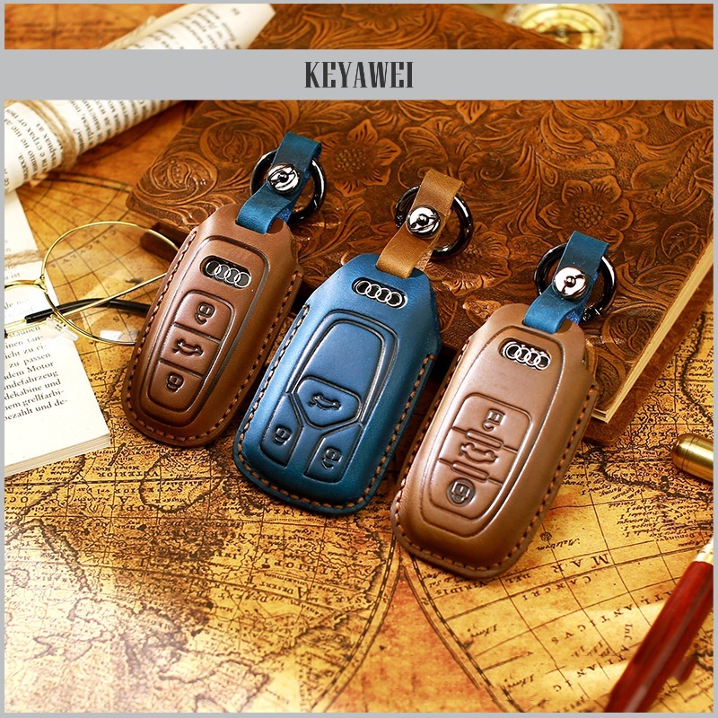 Bao da bọc chìa khóa audi bảo vệ smartkey oto a4 a5 a6 q3 q5 q7 keyawei da thật đẳng cấp kaud