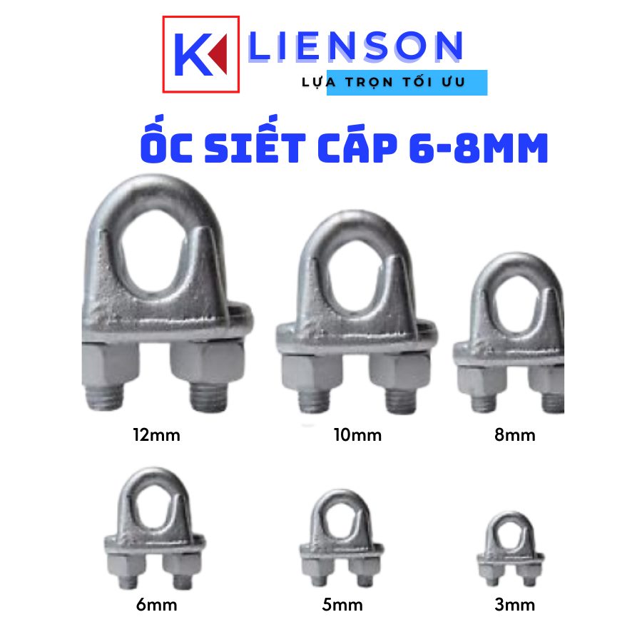 Ốc siết cáp mạ kẽm từ 6mm, 8mm