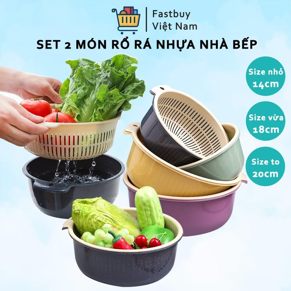 Bộ Thau Rổ Đa Năng, Thau Rổ Nhựa Rửa Rau, Vo Gạo, Đựng Hoa Quả Chất Liệu An Toàn Sức Khỏe