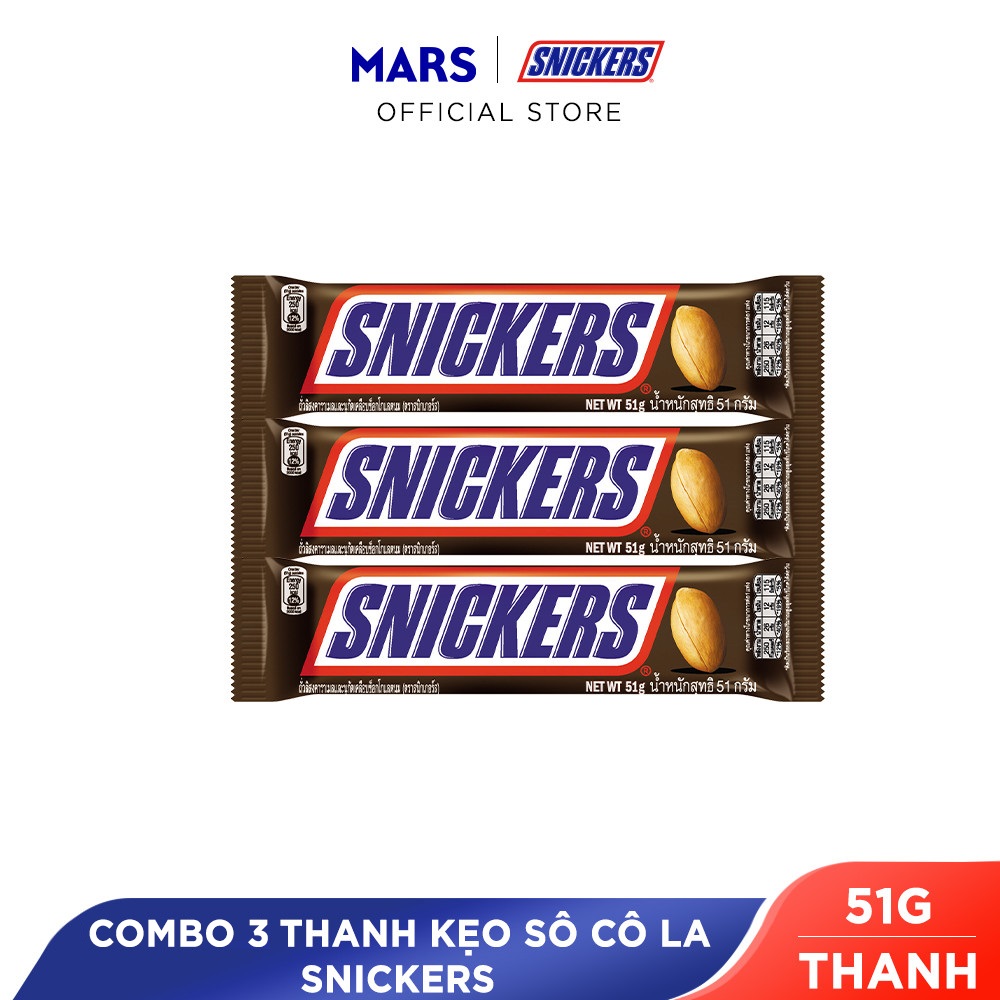 [CHỈ 25-29.06 - MUA 1 ĐƯỢC 3 từ 99K - SLCH] Combo 6 thanh kẹo Sô Cô la Snickers thanh 51g