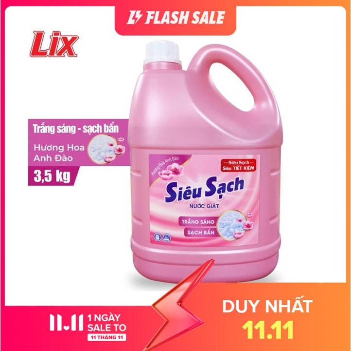 Nước giặt LIX siêu sạch hương hoa anh đào 3.5kg N2501