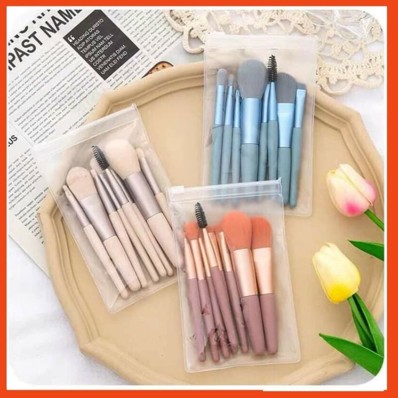 Bộ cọ trang điểm make up cá nhân 8 cây vintage siêu cute trong túi Zip