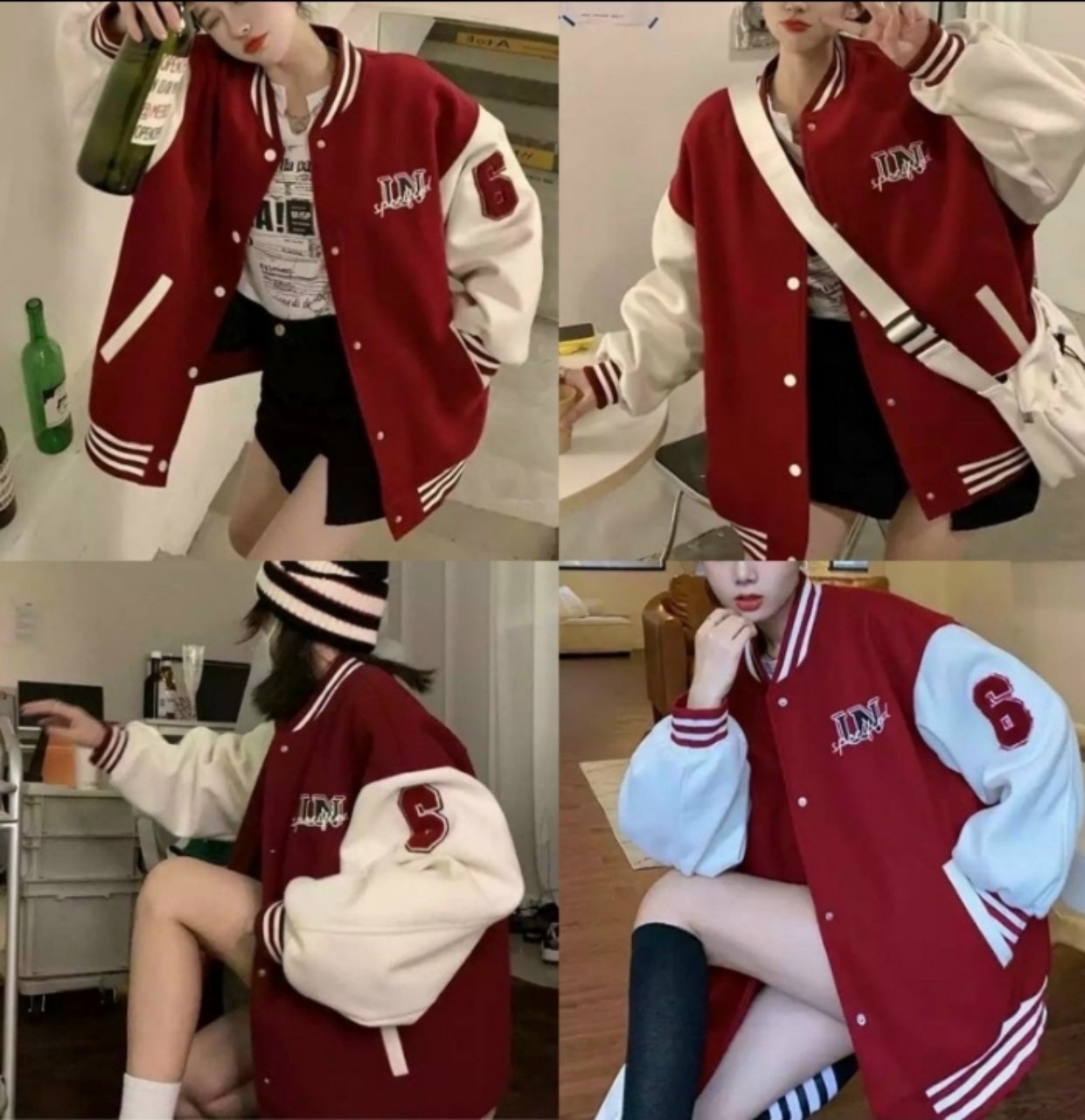  Áo Khoác BomBer Nỉ IN6 chất liệu nỉ cotton hịn mịn cúc bấm sịn sò Nam Nữ 