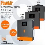 PowMr MPPT 4.2kw/6.5kw/10.2kw Biến tần lai trên lưới/ngoài lưới 24Vdc/48Vdc 230VAC Đầu vào bảng điều khiển PV 500vdc Biến tần năng lượng mặt trời sóng sin tinh khiết 120A Bộ điều khiển năng lượng mặt trời Đèn RGB