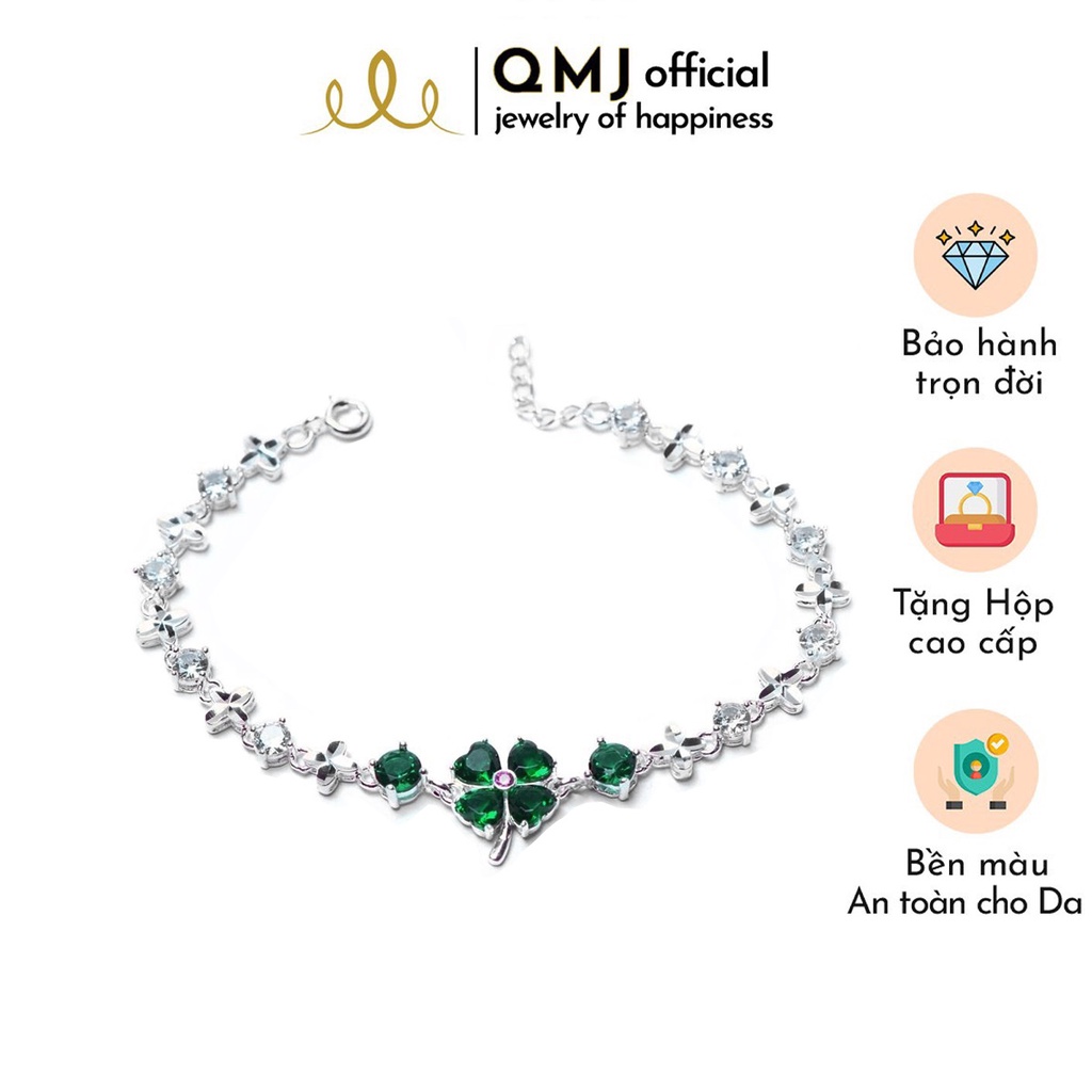 QMJ Lắc tay bạc 4 lá 925 cao cấp tinh tế thiết kế độc lạ, thích hợp với cô nàng thích sự độc và lạ trang sức thời trang nữ đẹp - QLL1310