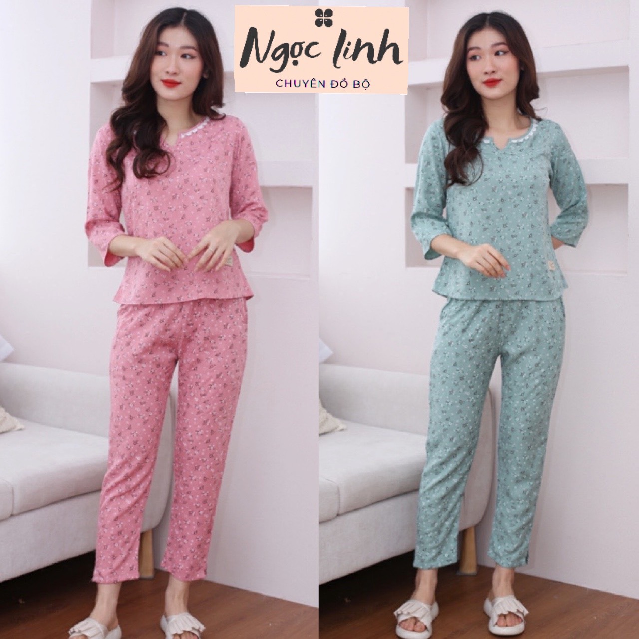 Đồ bộ mặc ở nhà, ống tay lửng. Hàng thiết kế 2 màu, chất lụa thái mặc đẹp.