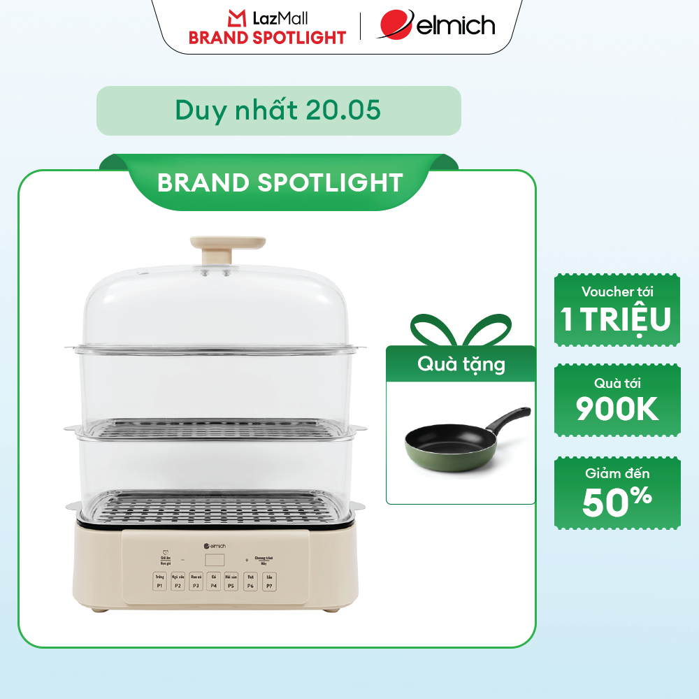 (MEGA 6.6)Nồi lẩu hấp điện 3 tầng Elmich STE0299