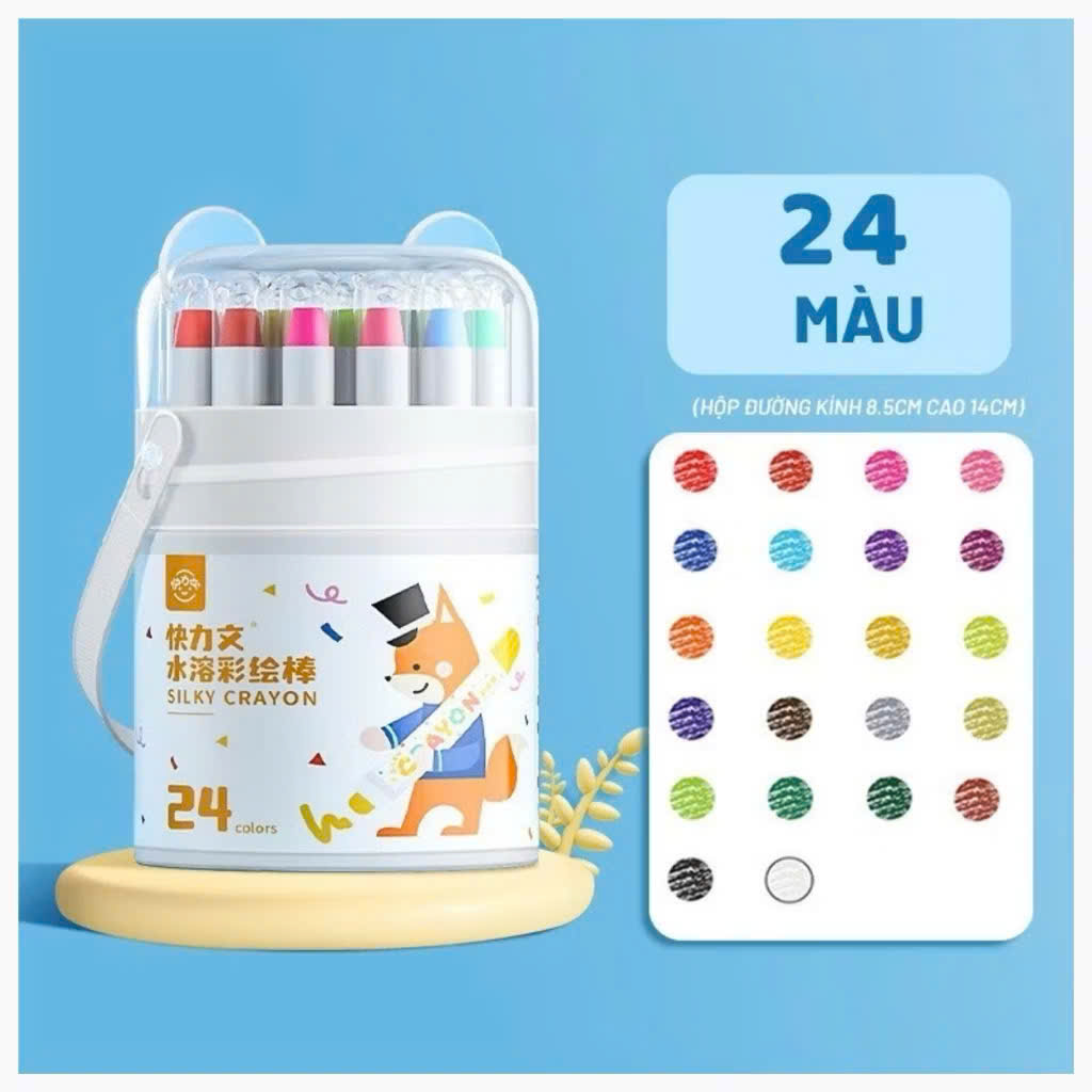 Bút Màu Sáp Lụa Không Dính Tay Cho Bé 24 Màu