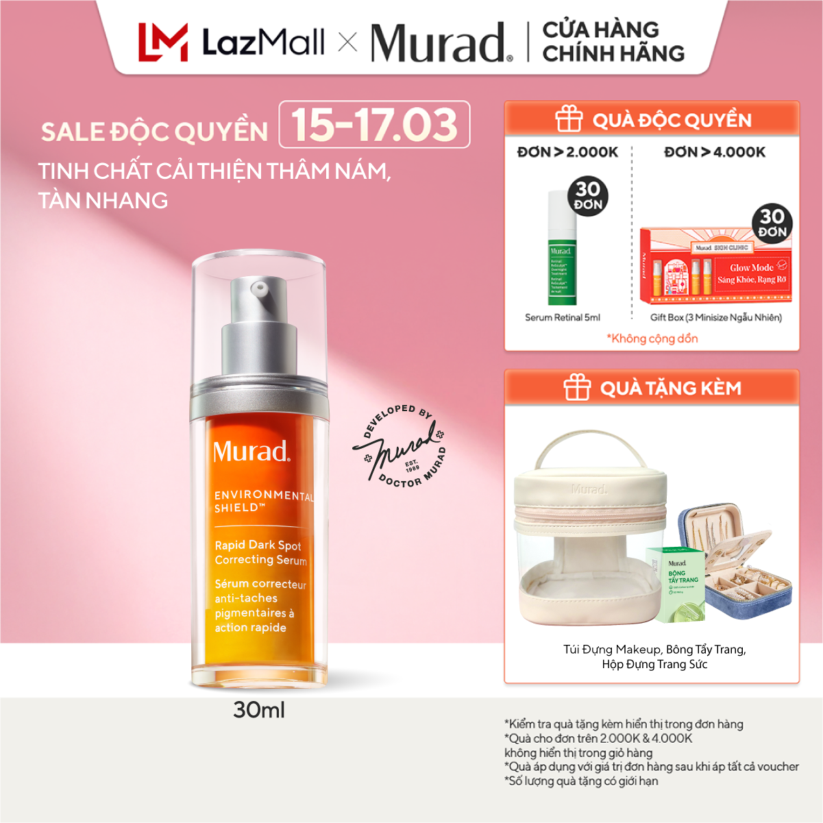 [Shock Deal 02.02 | 500K Off] Essence That Fades Dark Spots and Reduces the Formation of Brown Spots Murad Rapid Dark Spot Correcting Serum 30ml