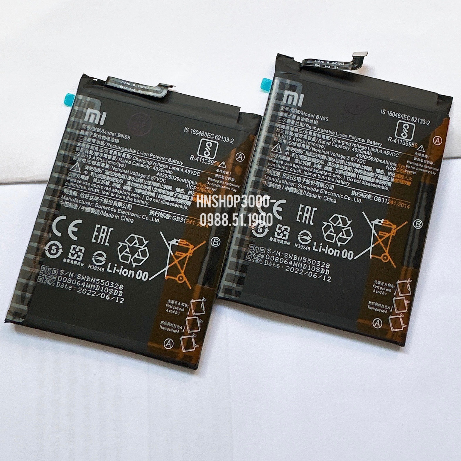 Pin xiaomi redmi note 9s bn55 5020mah zin chính hãng- bảo hành 6 tháng