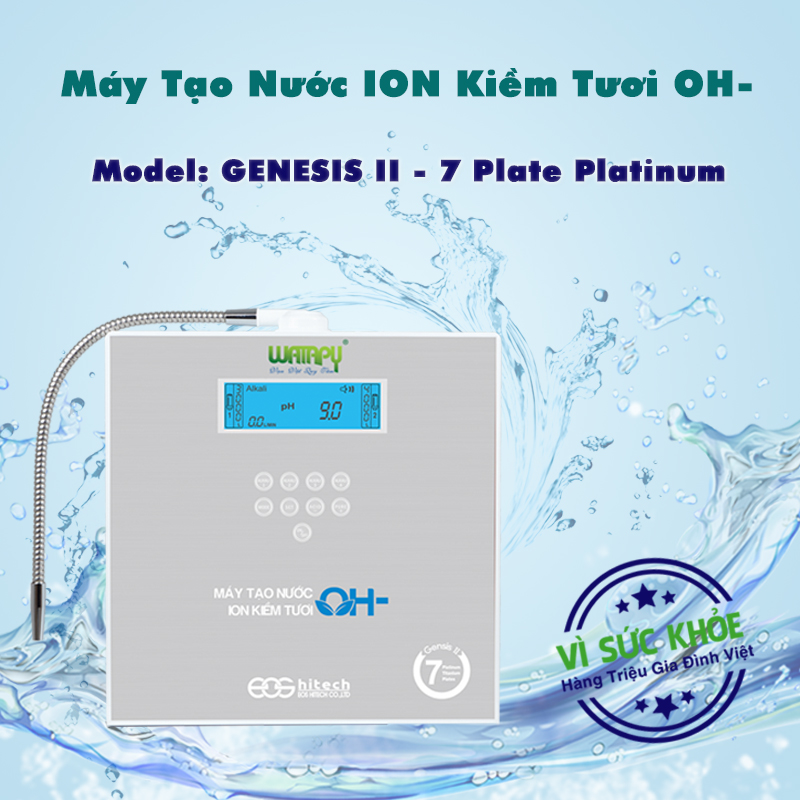 Máy Tạo Nước Ion Kiềm Tươi OH- Genersis pH Kiềm 8.5 đến 10.5 Trung Hòa Axit Trong Cơ Thể Dùng Cho Cả Người Lớn Và Trẻ Em