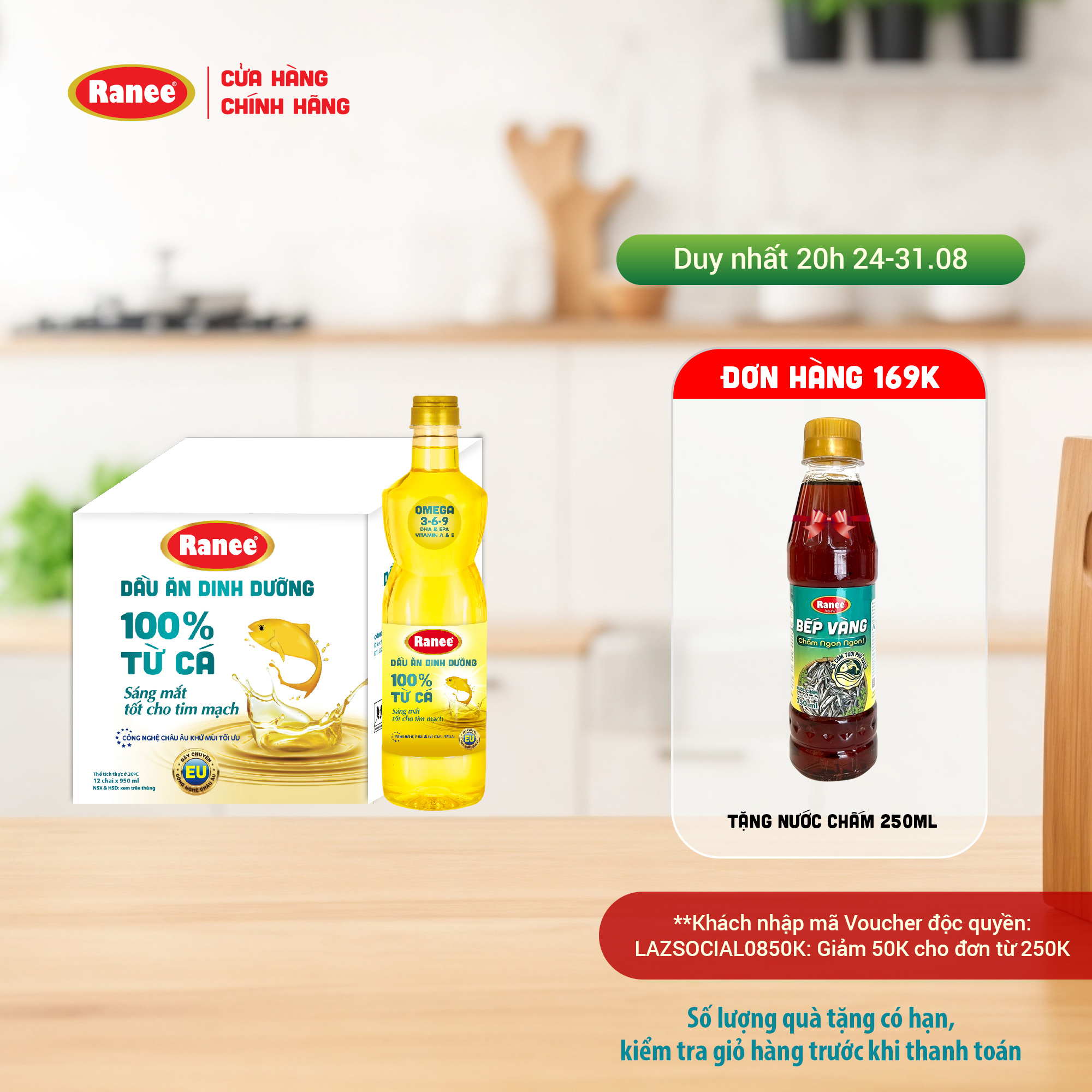 Thùng dầu ăn dinh dưỡng Ranee 950ml
