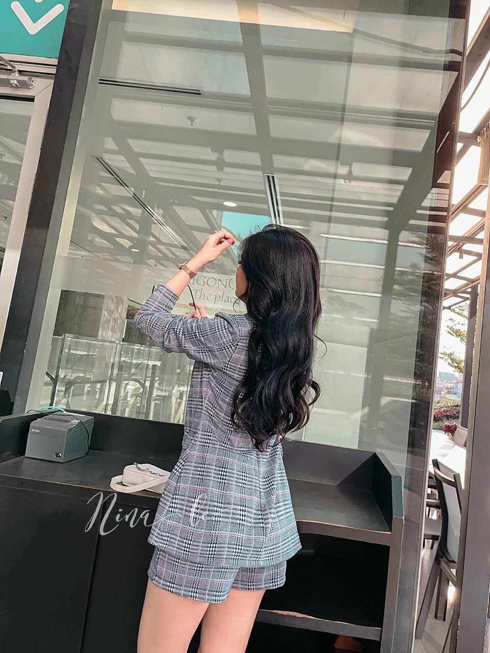 Set bộ 3 món sọc kẻ karo áo vest sang trọng thanh lịch kèm lót coton quần đùi năng động trẻ trung xmin13