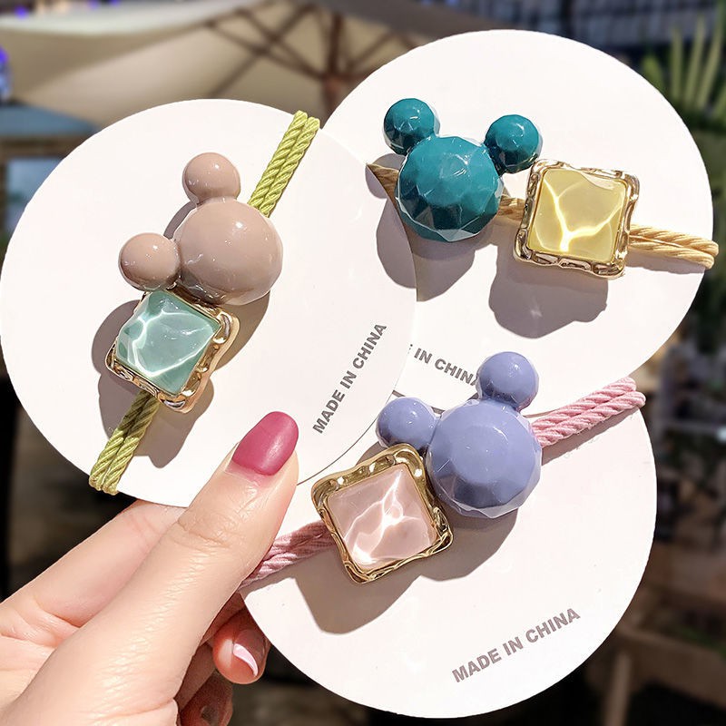 Dây cột tóc nữ hình vuông họa tiết chuột mickey nhiều màu 2022 dễ thương