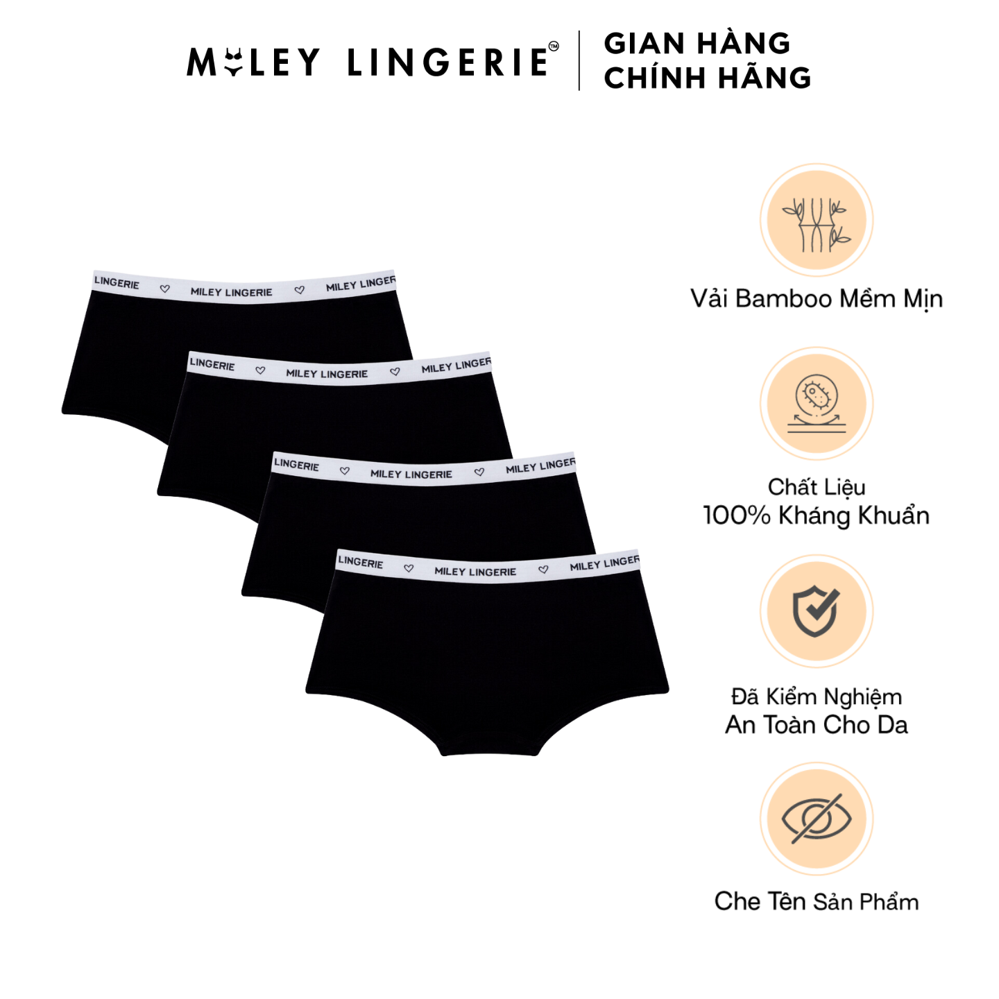 Set 4 Quần Boy Short Sợi Vải Thiên Nhiên Miley Lingerie