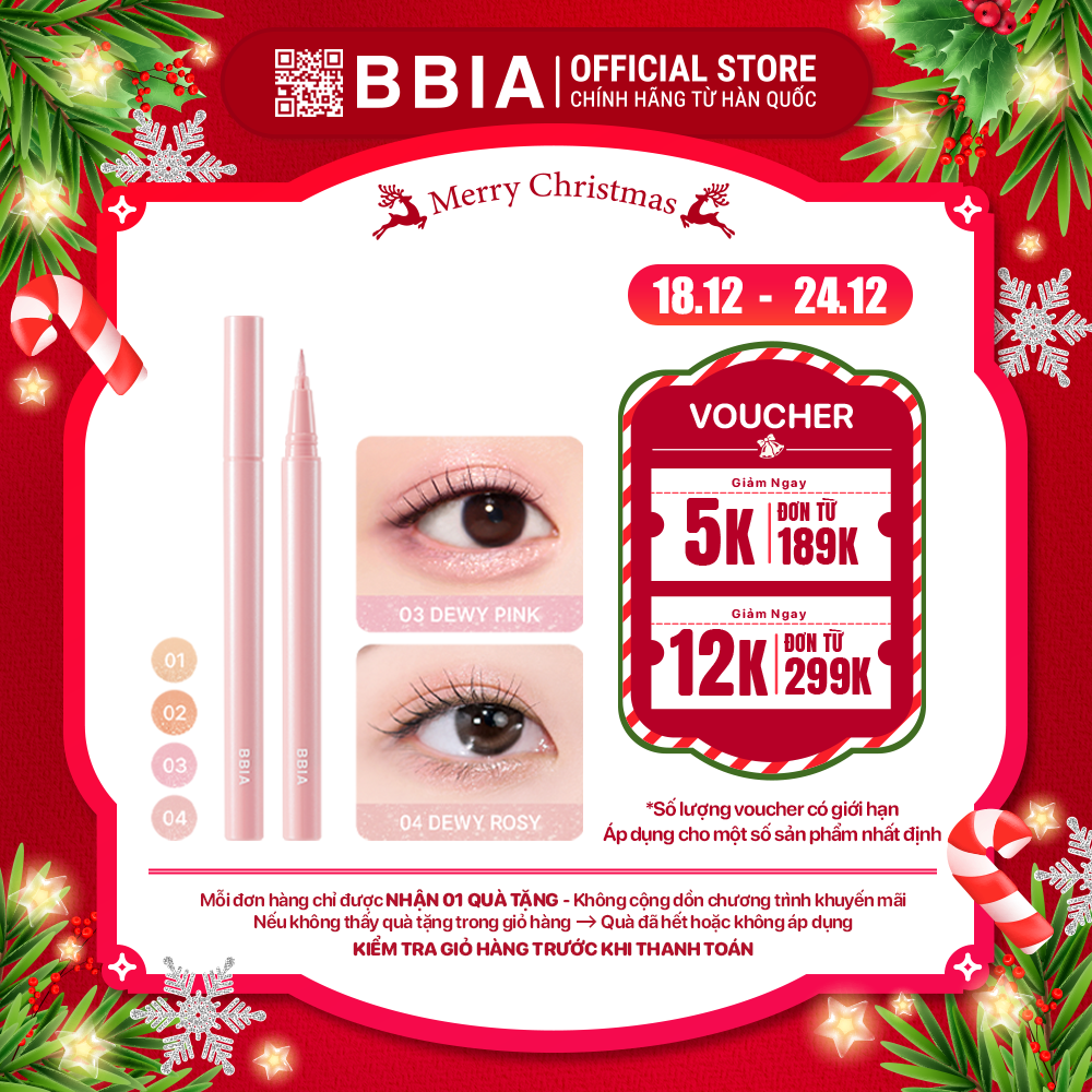 HSD: 10.2026 Bút kẻ mắt nhũ siêu bắt sáng BBIA Last Glitter Highliner 0.5g