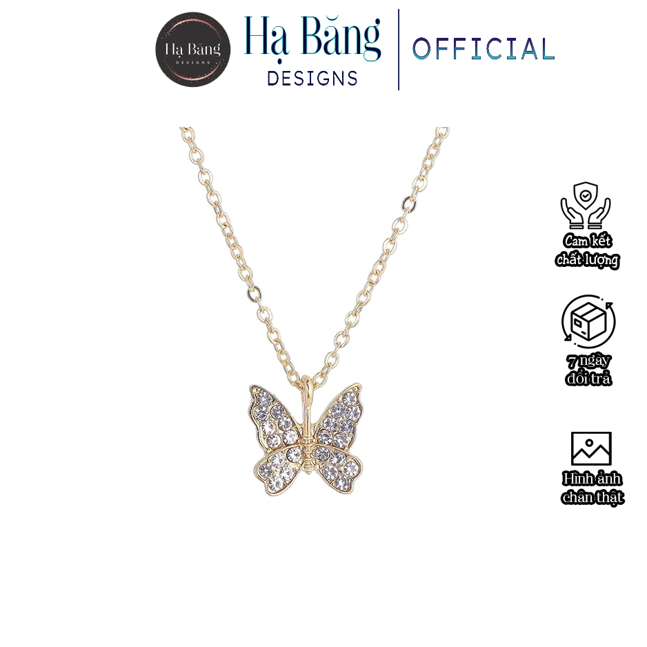 Bông tai dây chuyền đính cườm họa tiết cánh bướm Hạ Băng Designs sang trọng quý phái
