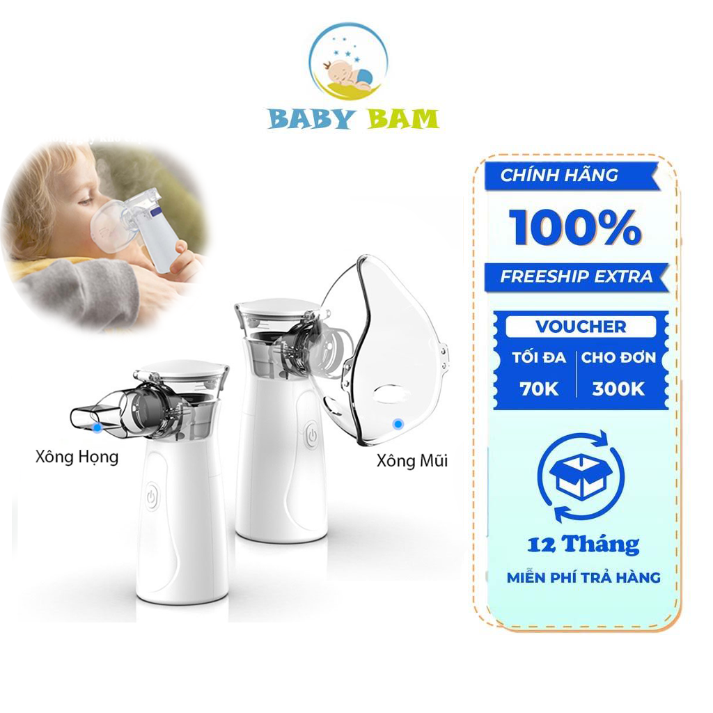 Máy Xông Mũi Họng Nebulizer Máy Khí Dung Xông Mũi Họng Cầm Tay Công Nghệ Nhật Bản Hiện Đại Chạy Cả Bằng Pin Và Bằng Điện