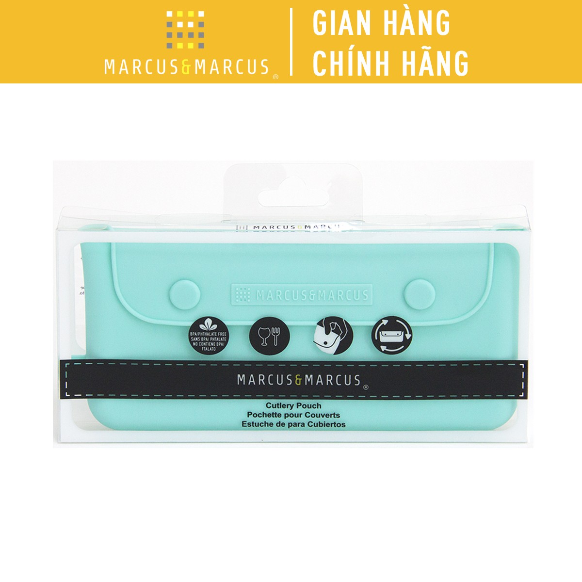Túi silicon đựng thìa nĩa đũa cho bé Marcus & Marcus - Xanh dương