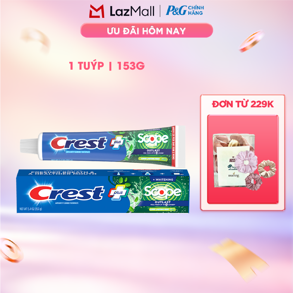 Kem Đánh Răng CREST Nhập Khẩu Mỹ Complete Whitening + Scope Tuýp 153g
