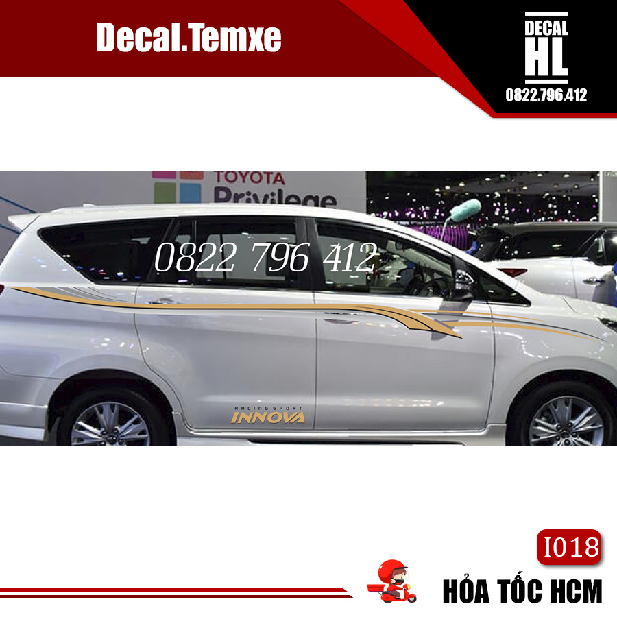Tem dán sườn xe Innova, dán được các dòng xe 7 chỗ I018