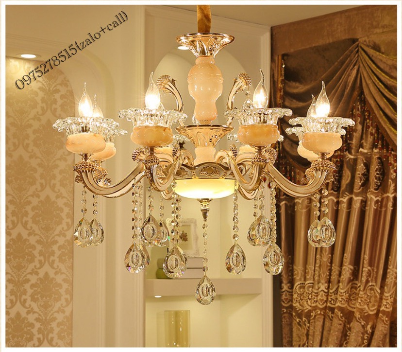 [ HÀNG LOẠI I] Đèn Chùm 8 Tay Pha Lê KIMILOG Thiết Kế Sang Trọng Phù Hợp Trang Trí Phòng Khách, Nhà Hàng, Khách Sạn, Quán Cafe. Karaoke, Vũ Trường... [ Tặng Kèm 8 Bóng LED]