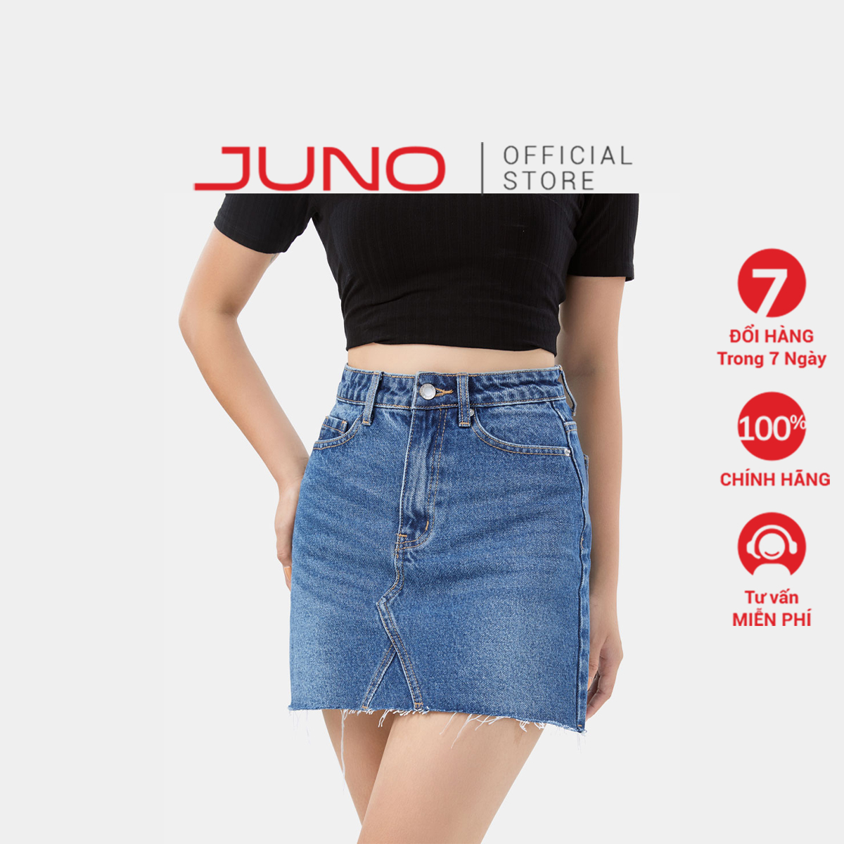 Chân váy jeans nữ thời trang juno dáng ngắn jnvlu011
