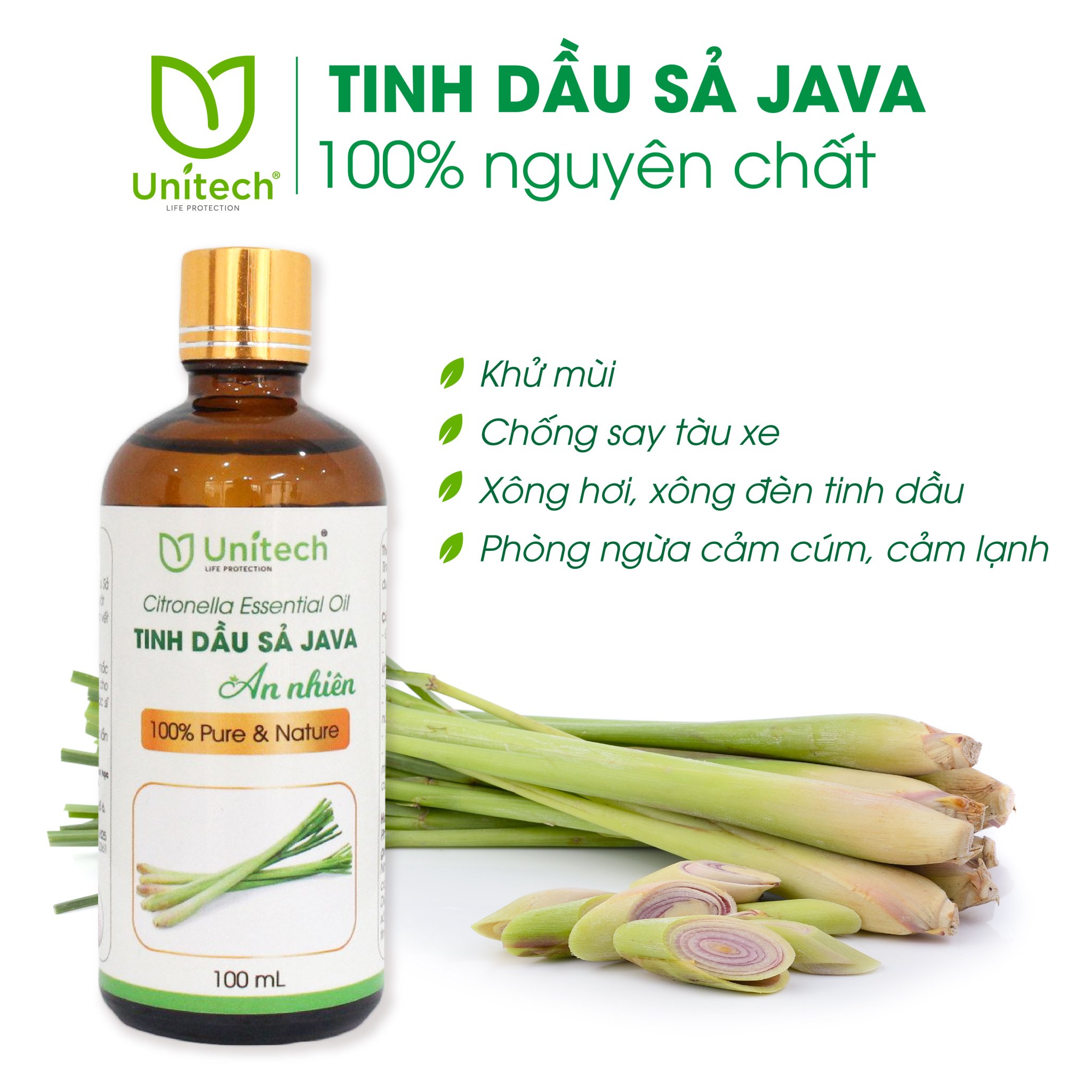 Tinh dầu sả java an nhiên 100 ml | nguyên chất 100% có giấy tờ kiểm định