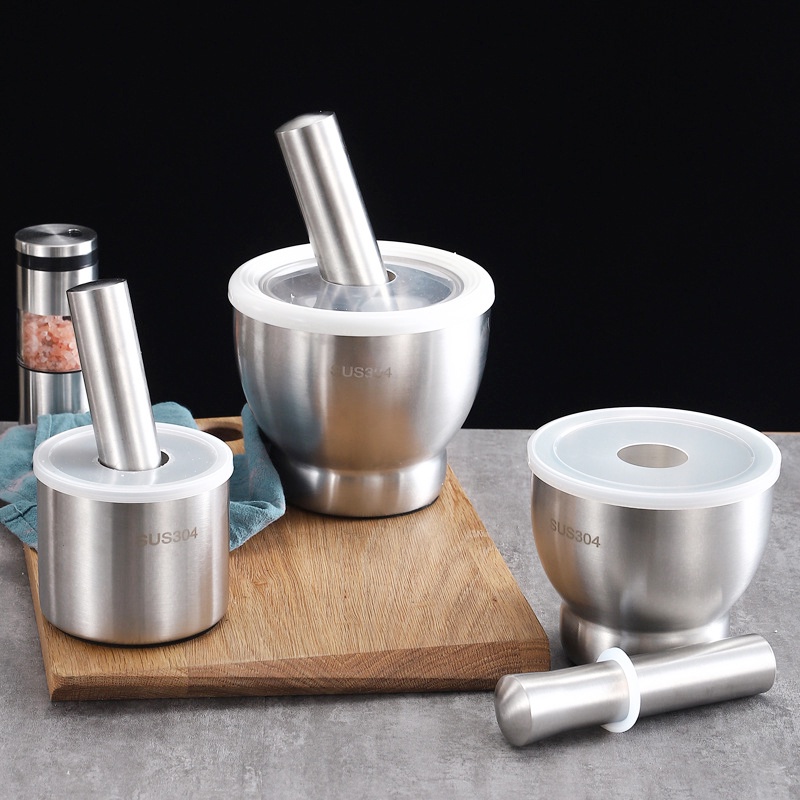 Bộ Chày Cối Inox 304 Nguyên Khối Không Vết Hàn Có Lắp Đạy Kèm Chày Dã Đồ Cực Nhuyễn Mịn Cho Gia Đình - Không Han Gỉ #1