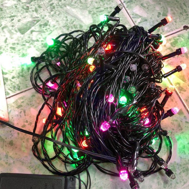 Dây đèn led nháy nhiều màu dài 35m bóng kim cương lục giác chống nước - dây đèn nháy trang trí noel