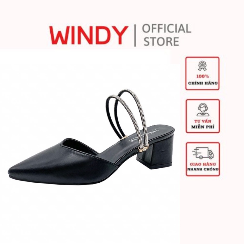 Giày cao gót bịt mũi 5cm gót vuông windy cg-0588