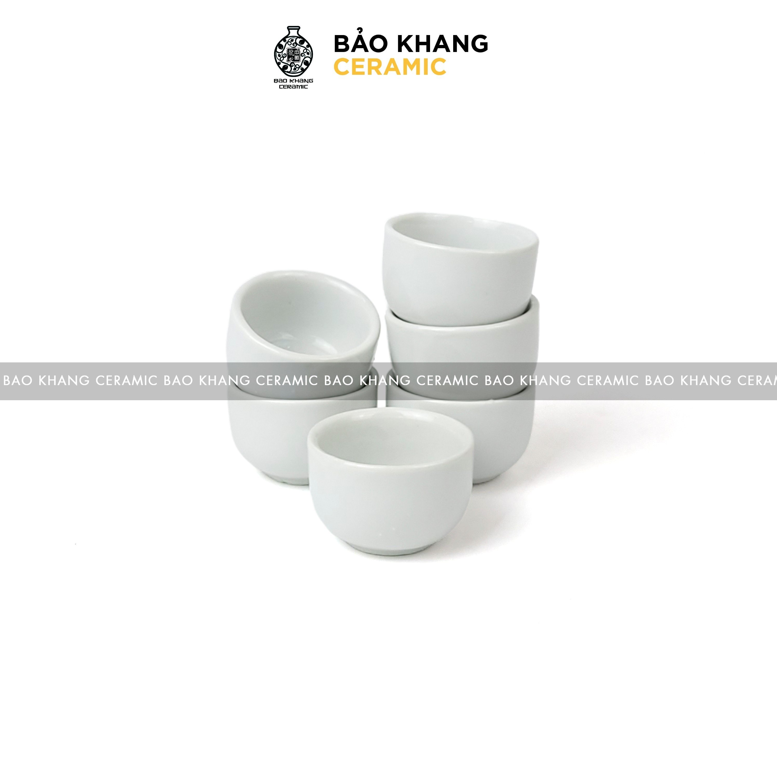 Combo 6 chén trắng , Chén uống nước , uống trà gốm sứ Bát Tràng Bảo Khang