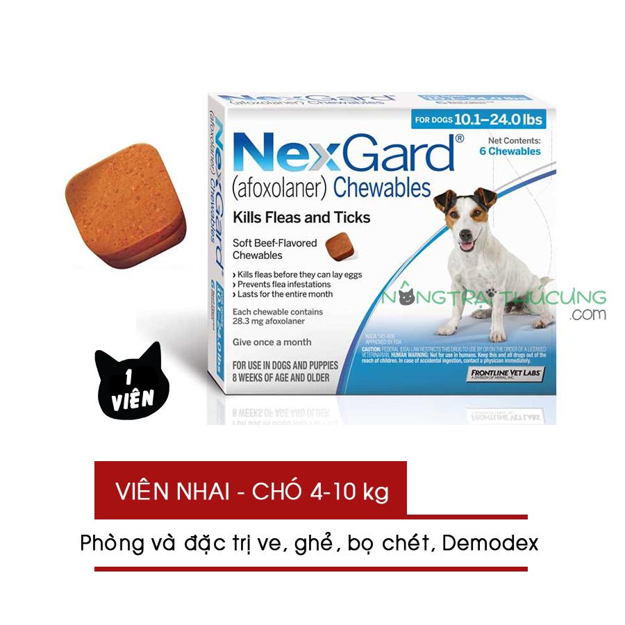 Viên Nhai NexGard (01 Viên) Viêm Da Ve Ghẻ Bọ Chét Trên Chó (4-10kg) - Nông Trại Thú Cưng