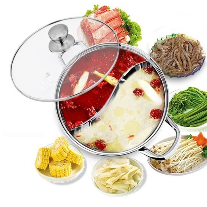 [ LOẠI TỐT ] DÀNH CHO NHỮNG BỮA TIỆC GIA ĐÌNH Nồi Lẩu 2 Ngăn - Nồi Ăn Lẩu size 32 Chất Liệu Inox 304 Nồi Lẩu Inox 2 Ngăn Hot Pot Nồi Lẩu Thông Minh.THIẾT KẾ ĐỘC ĐÁO GIÚP BẠN THỎA SỨC SÁNG TẠO NHIỀU VỊ KHÁC NHAU...BH 12 tháng.