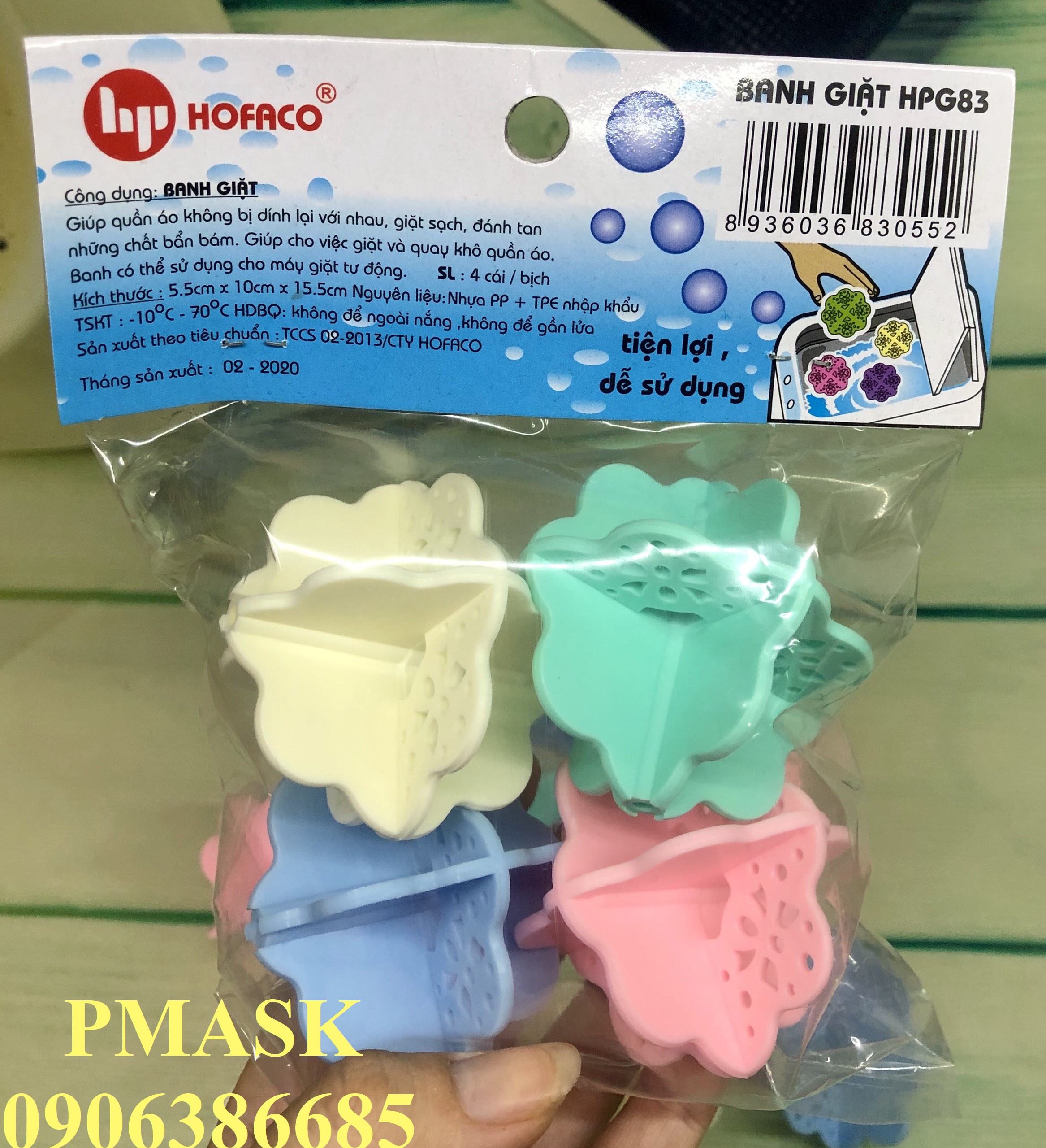 Banh giặt quần áo HPG83 4 banh/ gói - Chính hãng nhựa Hồng Phát