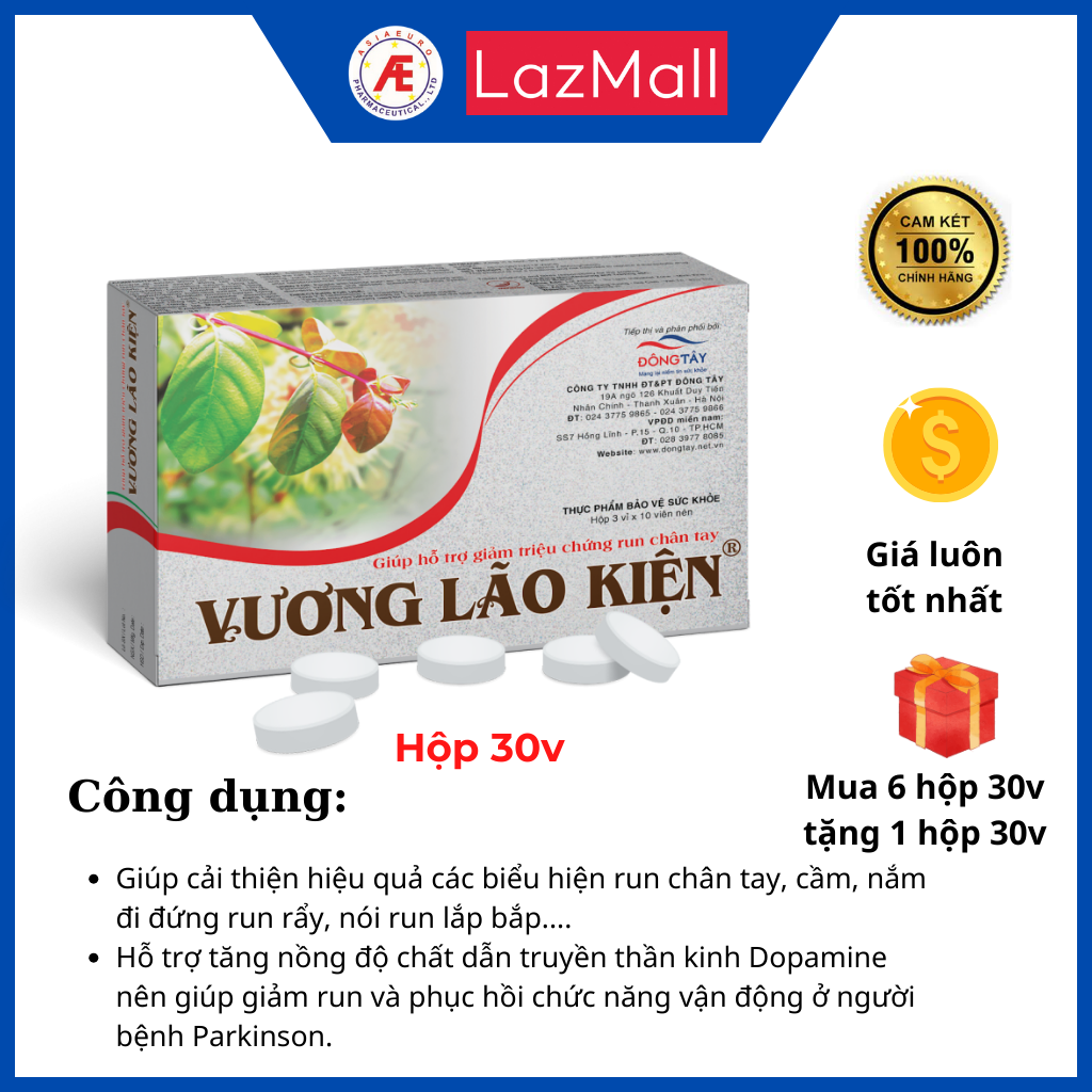 Vương Lão Kiện - hỗ trợ giảm run tay chân, hộp 30 viên