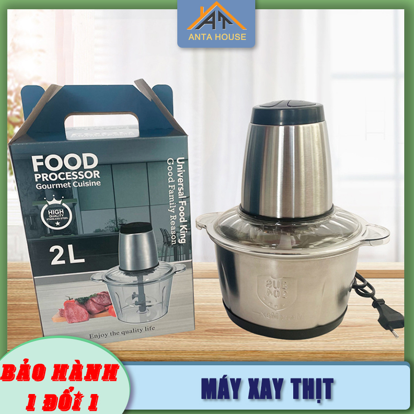 Máy Xay Thịt Đa Năng Cối Inox ANTAHOUSE - Máy Xay 4 Lưỡi Dao Thép Không Gỉ, Say Sinh Tố Thịt, Cá, Rau Củ Hoa Quả
