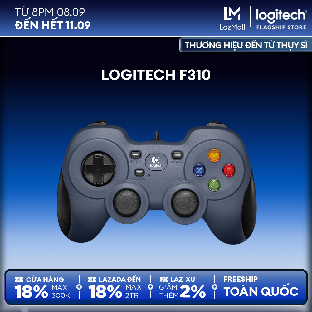 Tay cầm chơi game console có dây Logitech F310 - 4 phím di chuyển D-Pad, tương thích TV Android, dây 1.8m