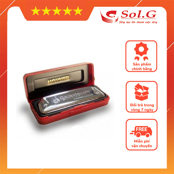 Kèn harmonica diatonic hohner golden melody m542016 tone c chính hãng 10 lỗ - mới phân phối nhạc cụ phụ kiện chính hãng solg
