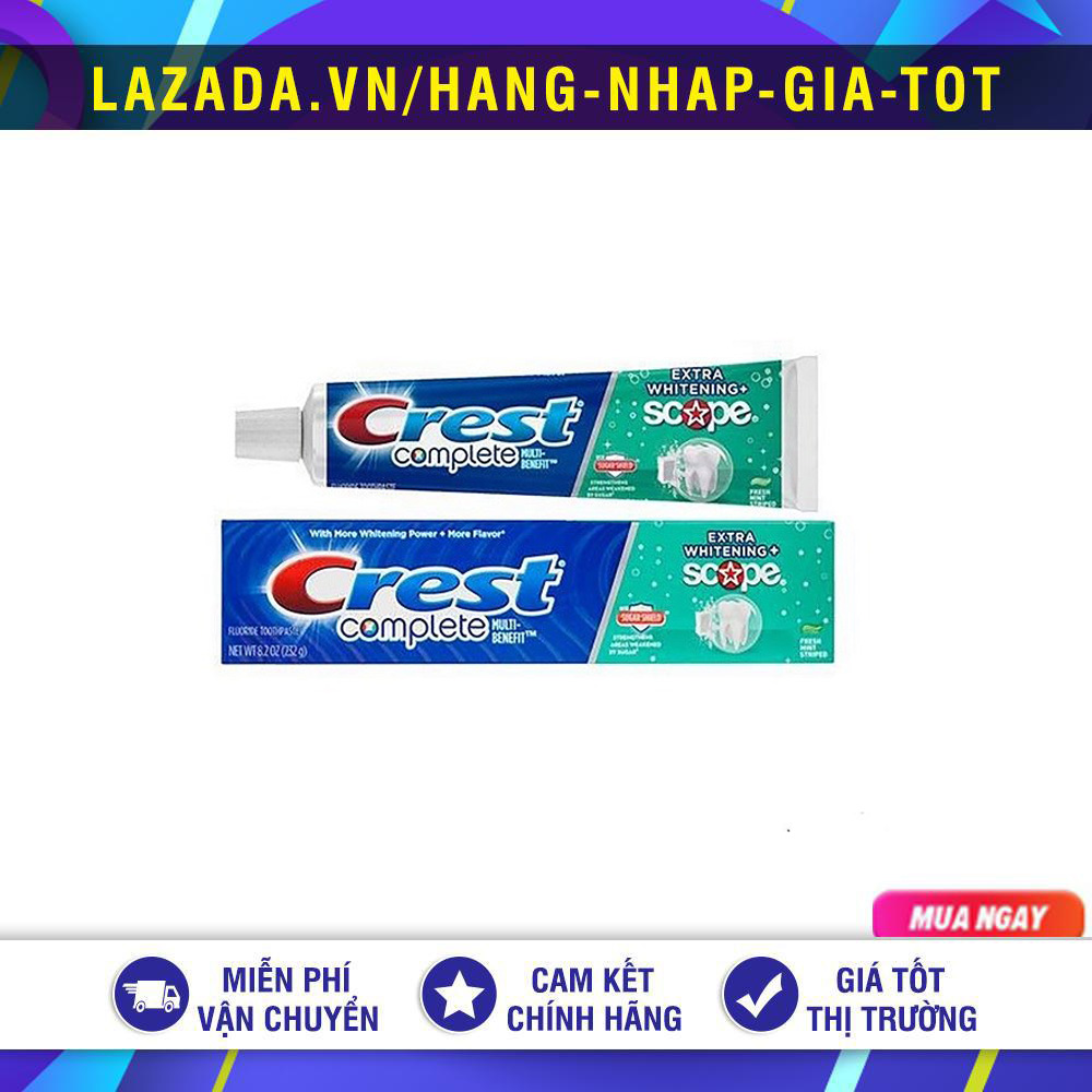 Combo 2 tuýp kem đánh răng crest extra scope 232g mỹ - date 2025