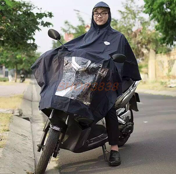 Áo Mưa Cánh Dơi Vải Dù Thân Rộng Có Kính Đèn 1m6 An Toàn ( Xẻ Tà )