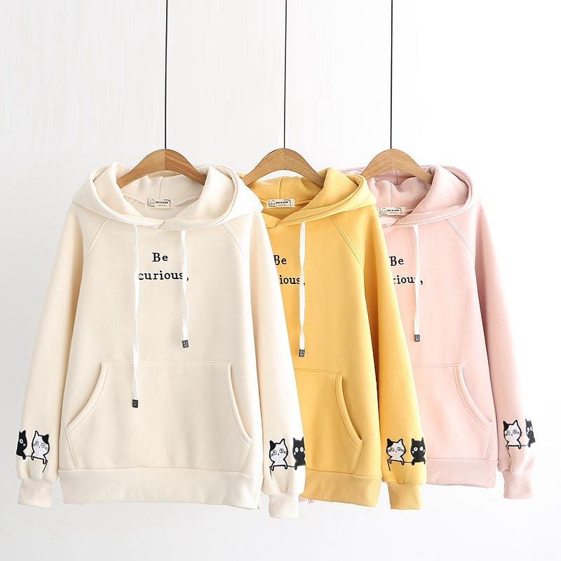Áo Hoodies Nam Nử BE CURIOUS - Hoạ Tiết Cặp Đôi Mèo Iu Nhau HA114