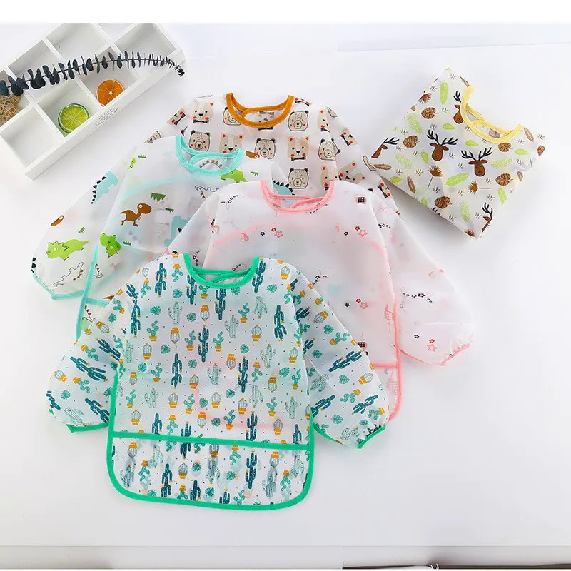 New dễ thương trẻ em bé trẻ em Toddler không thấm nước dài tay áo nghệ thuật smock ăn BIB Tạp dề phù hợp với 0-6 năm dropshipping bán buôn