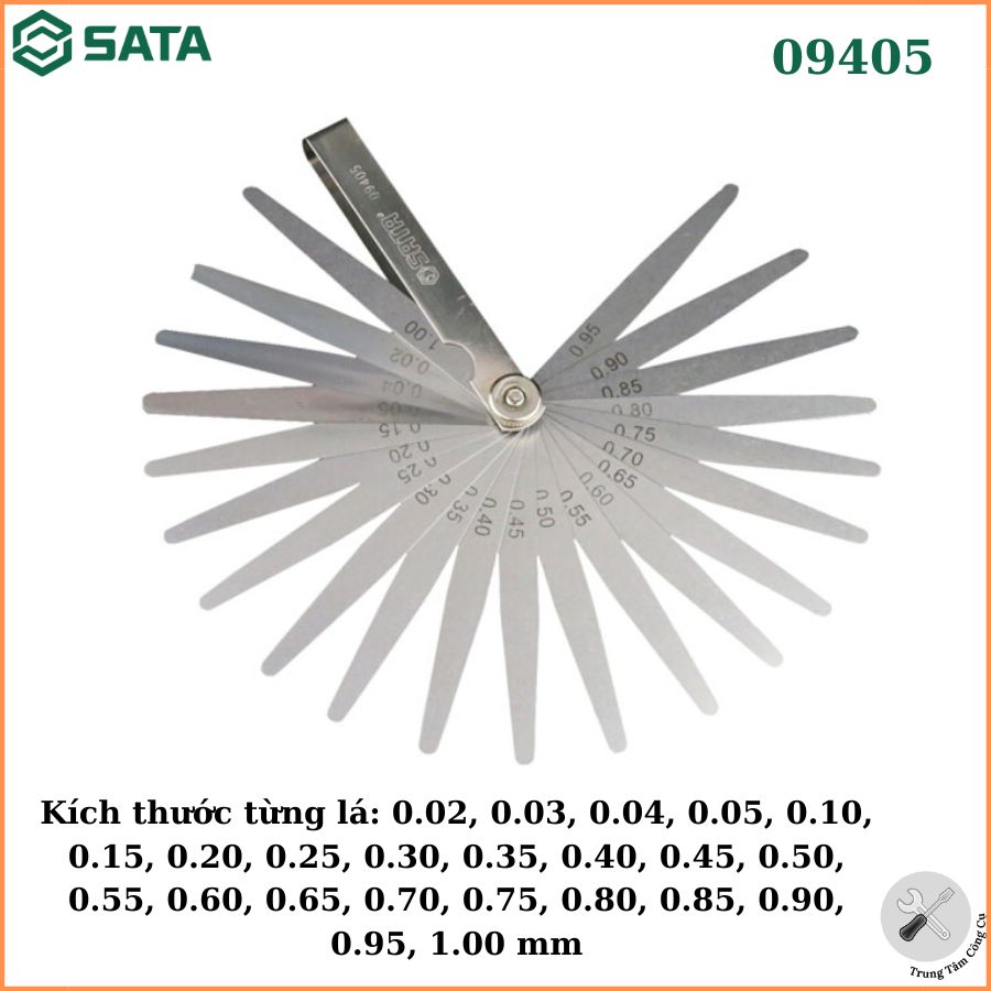 Bộ thước lá đo khe hở cao cấp 23 chi tiết sata 09405