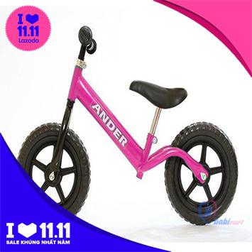 Xe tập thăng bằng ander ad16- xe thăng bằng, xe trẻ em, xe tập thăng bằng cho trẻ em, tặng bộ bảo vệ chân tay cho bé, babimart viet nam
