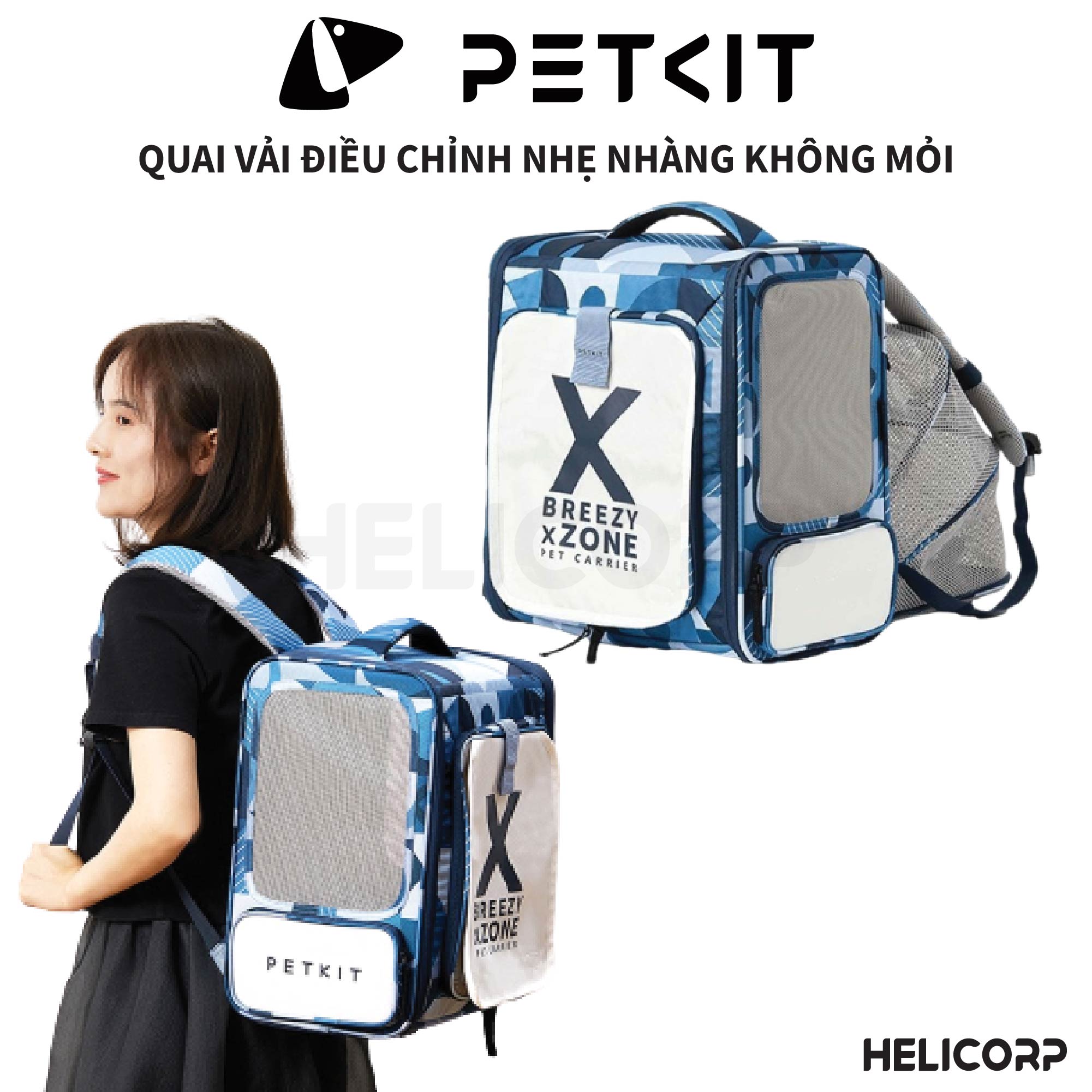 Balo cho chó mèo, thú cưng, balo vải cho mèo, chó thỏ petkit xzone 2023