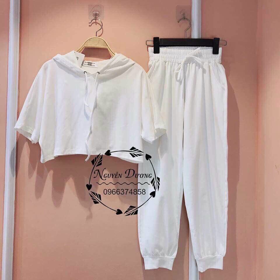 SET BỘ THỂ THAO ÁO CROPTOP CÓ NÓN 2 MÀU Y HÌNH THÍCH HỢP ĐI TẶP DI CHƠI VV...