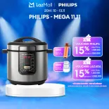 Nồi Áp Suất Điện Tử Philips HD2237/66 (6L) - Lòng Nồi Bằng Hợp Kim Nhôm Tráng Lớp Chống Dính Siêu Bền, Thiết Kế Nắp Trong Có Thể Tháo Rời Dễ Làm Sạch-Hàng Phân Phối Chính Hãng (Thay thế mẫu HD2137)