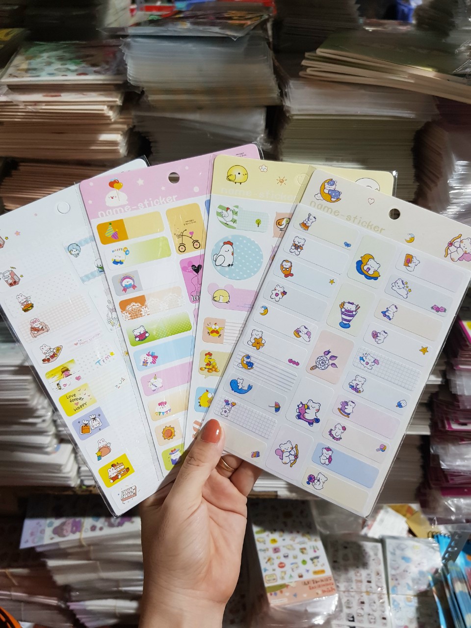 Nhãn dán họ tên, name sticker dễ thương